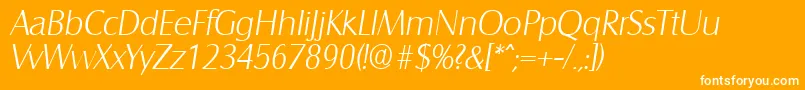 Weitere Informationen zur SalzburgXlightita-Schriftart SalzburgXlightita-Schriftart – Weiße Schriften auf orangefarbenem Hintergrund