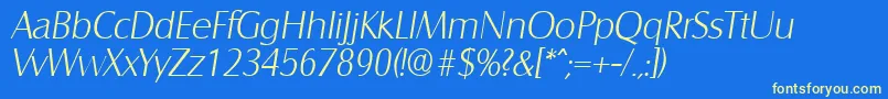 SalzburgXlightita Font – Yellow Fonts on Blue Background