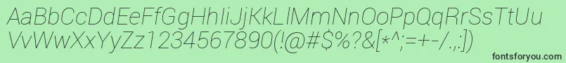 RobotoThinItalic Font – Black Fonts on Green Background