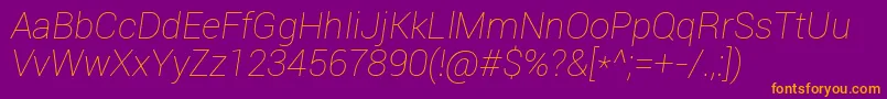 RobotoThinItalic Font – Orange Fonts on Purple Background