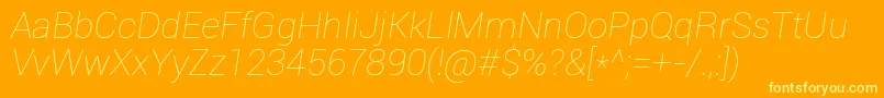 RobotoThinItalic-Schriftart – Gelbe Schriften auf orangefarbenem Hintergrund