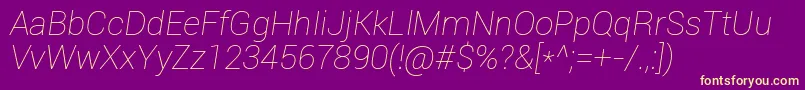 RobotoThinItalic Font – Yellow Fonts on Purple Background