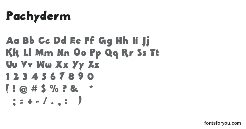 Czcionka Pachyderm – alfabet, cyfry, specjalne znaki