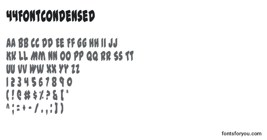 Schriftart 44FontCondensed – Alphabet, Zahlen, spezielle Symbole