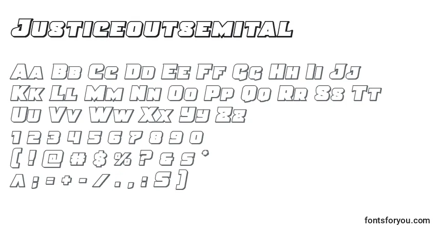 A fonte Justiceoutsemital – alfabeto, números, caracteres especiais