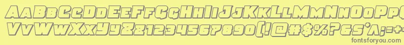 More about Justiceoutsemital Font Justiceoutsemital Font – Gray Fonts on Yellow Background