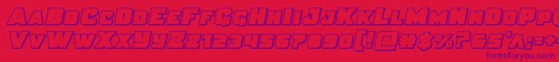 Justiceoutsemital-Schriftart – Violette Schriften auf rotem Hintergrund