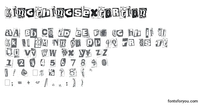 Czcionka KingthingsExtortion – alfabet, cyfry, specjalne znaki