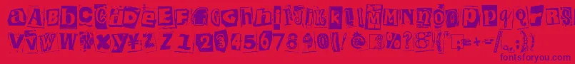 フォントKingthingsExtortion – 赤い背景に紫のフォント