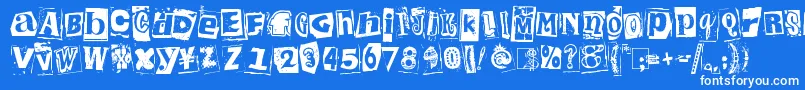 フォントKingthingsExtortion – 青い背景に白い文字