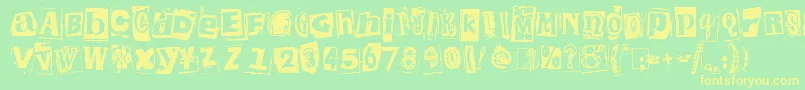 フォントKingthingsExtortion – 黄色の文字が緑の背景にあります