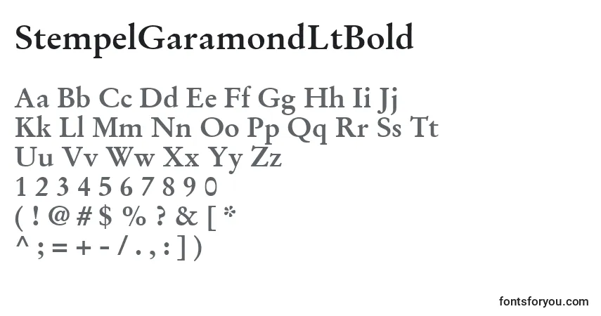 Шрифт StempelGaramondLtBold – алфавит, цифры, специальные символы