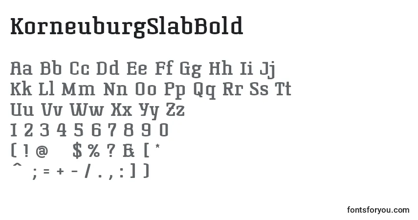 Шрифт KorneuburgSlabBold – алфавит, цифры, специальные символы