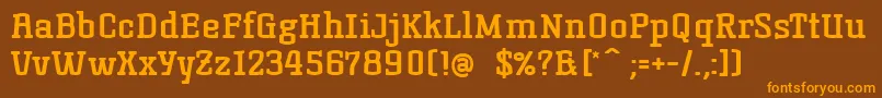 KorneuburgSlabBold-Schriftart – Orangefarbene Schriften auf braunem Hintergrund