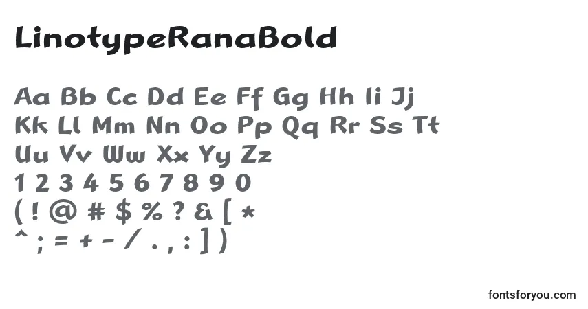 A fonte LinotypeRanaBold – alfabeto, números, caracteres especiais