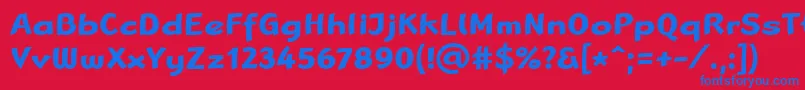 LinotypeRanaBold-Schriftart – Blaue Schriften auf rotem Hintergrund