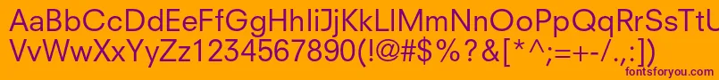 NeuzeitsltstdBook-fontti – violetit fontit oranssilla taustalla