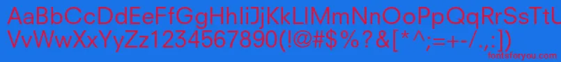 NeuzeitsltstdBook-fontti – punaiset fontit sinisellä taustalla