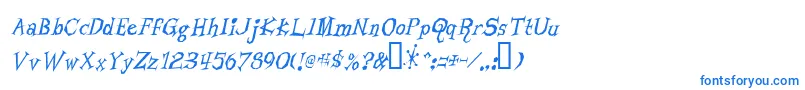 フォントLivingByNumbers – 白い背景に青い文字