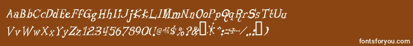 フォントLivingByNumbers – 茶色の背景に白い文字