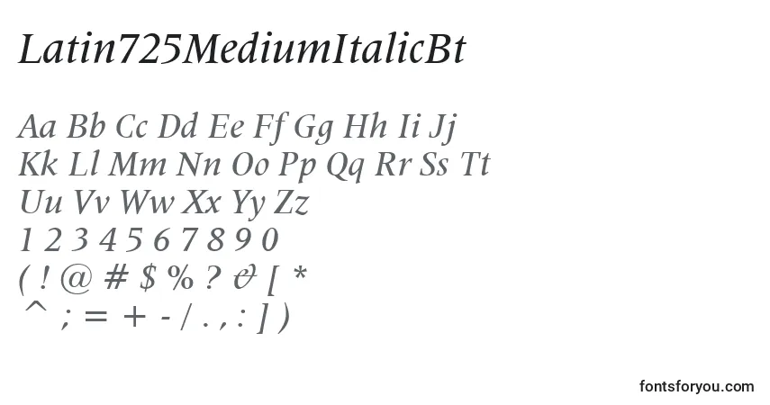 Latin725MediumItalicBtフォント–アルファベット、数字、特殊文字