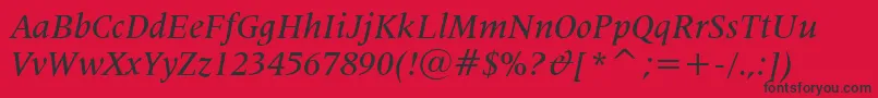 Latin725MediumItalicBt Font – Black Fonts on Red Background