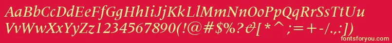 Latin725MediumItalicBt Font – Yellow Fonts on Red Background