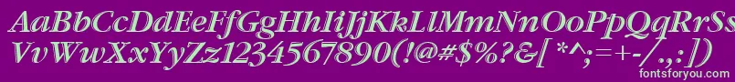 Czcionka GaramondHtldItcTtItalic – zielone czcionki na fioletowym tle
