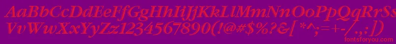 GaramondHtldItcTtItalic Font – Red Fonts on Purple Background