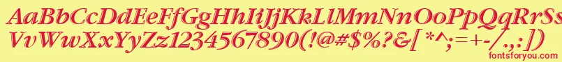 GaramondHtldItcTtItalic Font – Red Fonts on Yellow Background