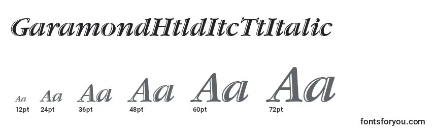 GaramondHtldItcTtItalic Font Sizes