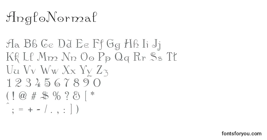 A fonte AngloNormal – alfabeto, números, caracteres especiais