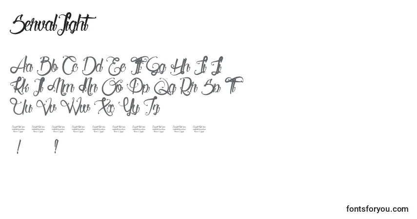 Czcionka ServalLight – alfabet, cyfry, specjalne znaki