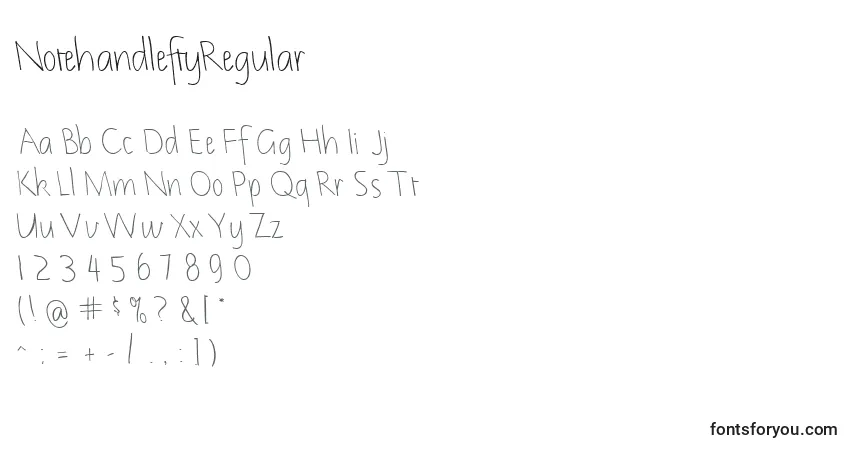 Czcionka NotehandleftyRegular – alfabet, cyfry, specjalne znaki