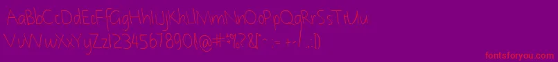 NotehandleftyRegular Font – Red Fonts on Purple Background