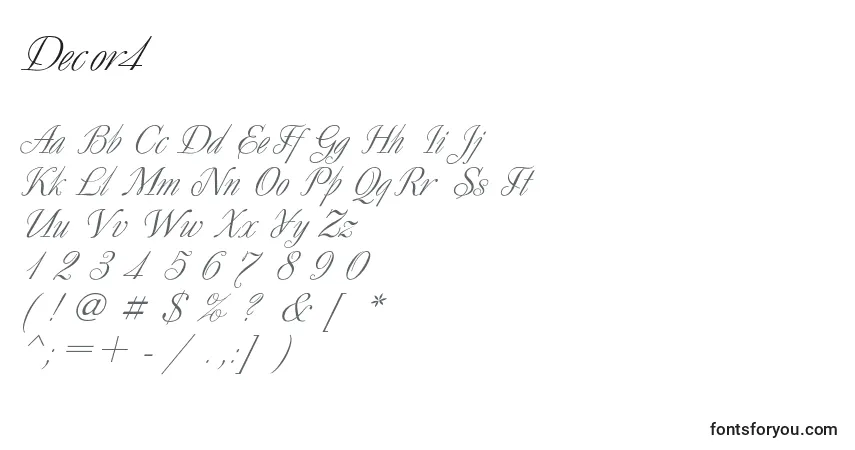 Decor4-fontti – aakkoset, numerot, erikoismerkit