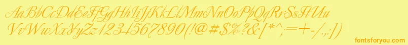 Decor4-Schriftart – Orangefarbene Schriften auf gelbem Hintergrund