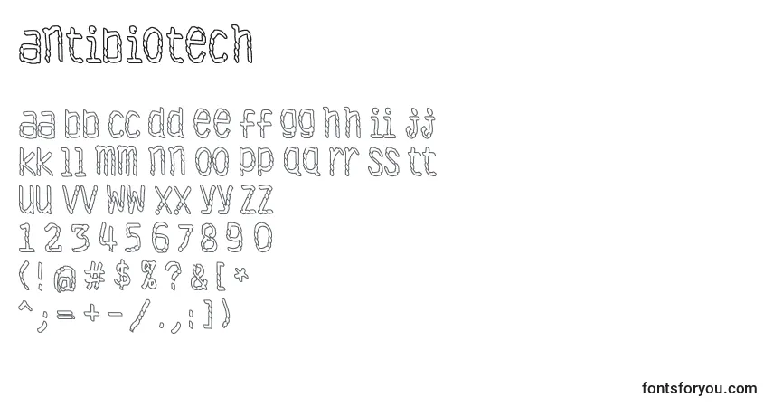 Schriftart Antibiotech – Alphabet, Zahlen, spezielle Symbole