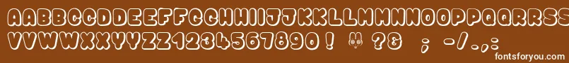 Bunny$Mambo-fontti – valkoiset fontit ruskealla taustalla