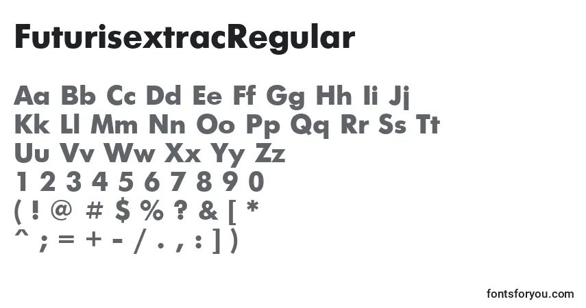 A fonte FuturisextracRegular – alfabeto, números, caracteres especiais