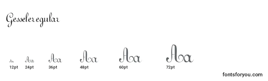 Размеры шрифта Gesseleregular