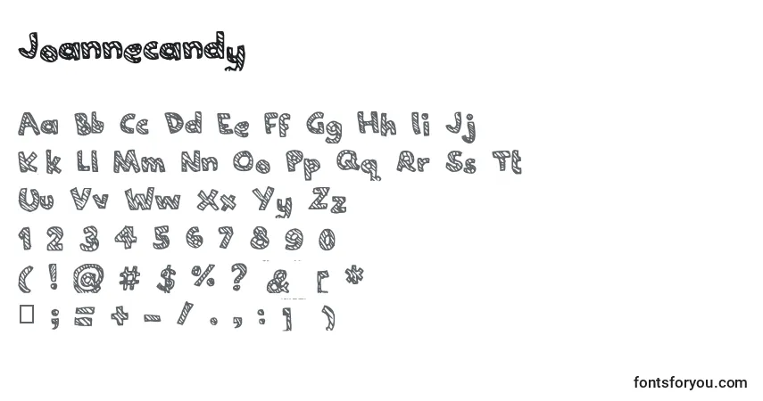 A fonte Joannecandy – alfabeto, números, caracteres especiais