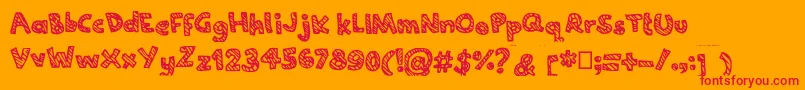 フォントJoannecandy – オレンジの背景に赤い文字