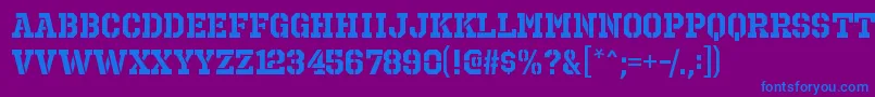 フォントOctinprisonrgBold – 紫色の背景に青い文字