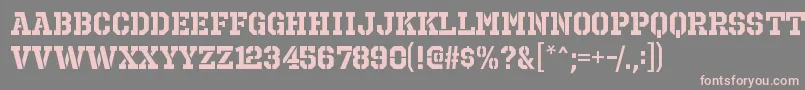 フォントOctinprisonrgBold – 灰色の背景にピンクのフォント