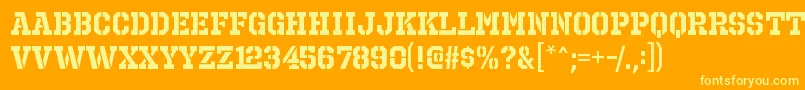 フォントOctinprisonrgBold – オレンジの背景に黄色の文字