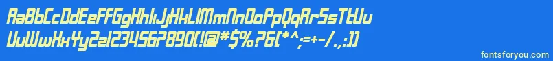 SfLaundromaticBoldOblique-fontti – keltaiset fontit sinisellä taustalla