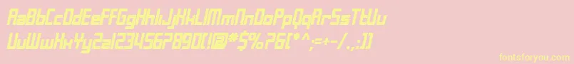 SfLaundromaticBoldOblique-Schriftart – Gelbe Schriften auf rosa Hintergrund
