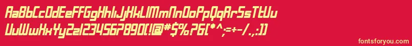 SfLaundromaticBoldOblique-fontti – keltaiset fontit punaisella taustalla