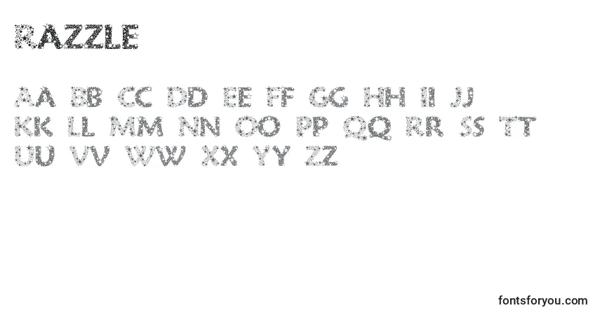 Schriftart Razzle – Alphabet, Zahlen, spezielle Symbole